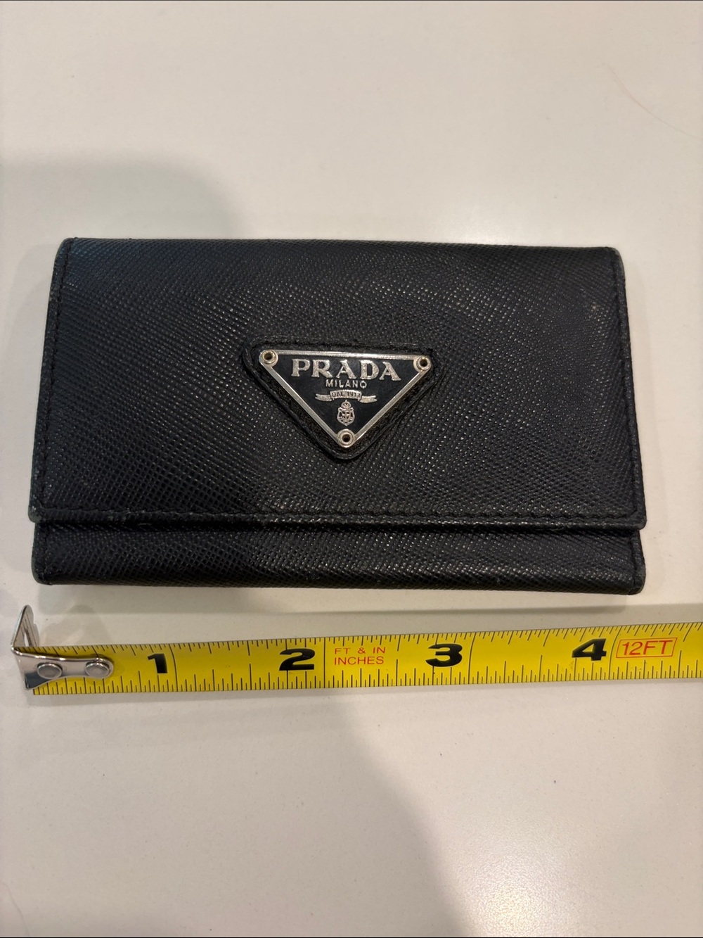 Prada Black Leather key card holder authentic
